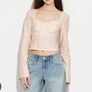 Wild Fable Women's Long Sleeve Cotton Milkmaid Top. Size Medium. New.